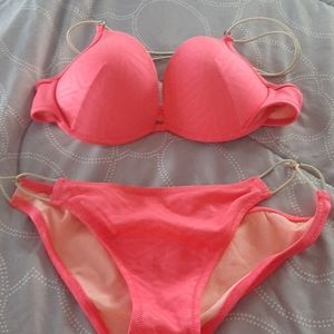 Pink Victoria's Secret Bikini 36C top Large bottom